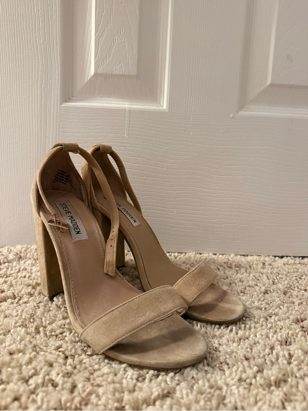 Steve Madden Beige Suede Block Heel Sandals
